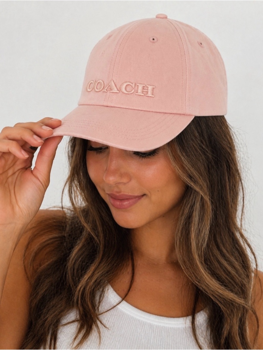 Coach Pink Embroidered Logo Baseball Cap NWT Adjustable Strap